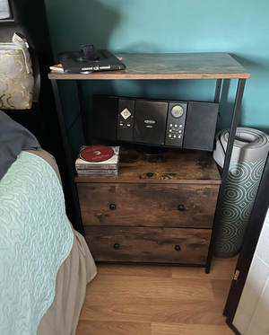 Nightstand, Rustic Side Table, Dresser Tower with 2 Fabric Drawers