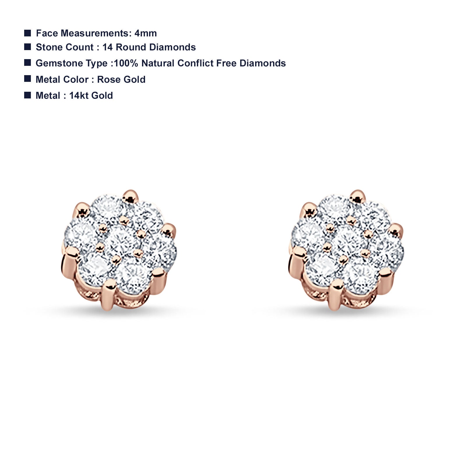 0.18 Carat Total Weight Round Natural Diamond Screwback Stud Earrings for W  人気の定番ラインから