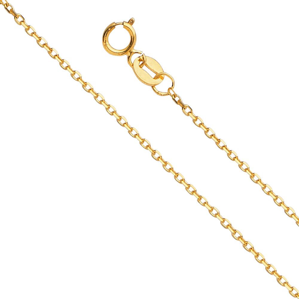 14K Tri Color Gold Girl Pendant 28mmX17mm With 16 Inch To 22 Inch 0.9MM Width Angle Cut Oval Rolo Chain Necklace
