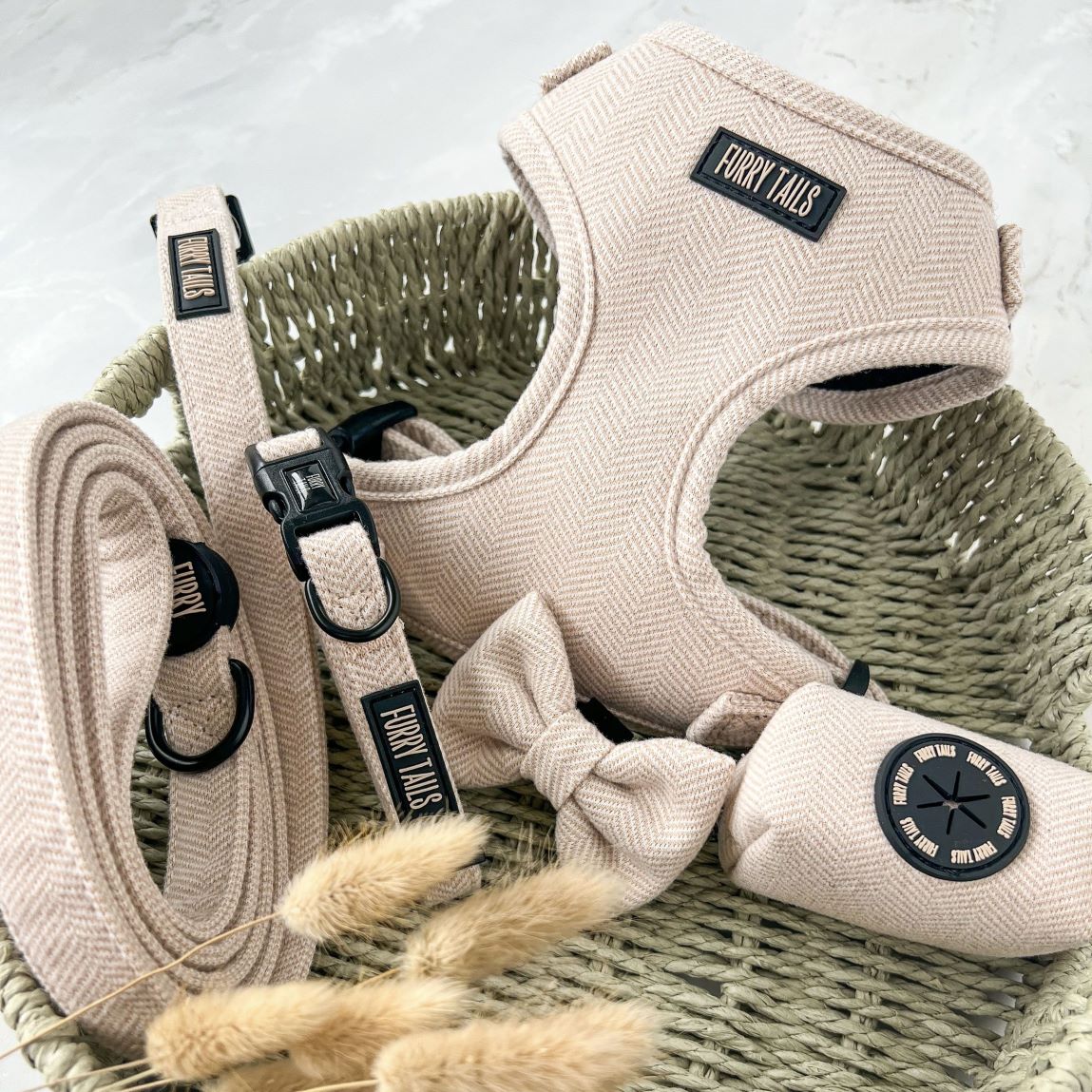 Cashmere tweed dog walking set