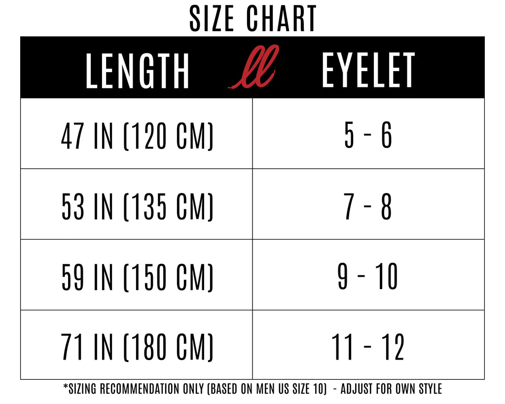 Looped Laces Size Chart