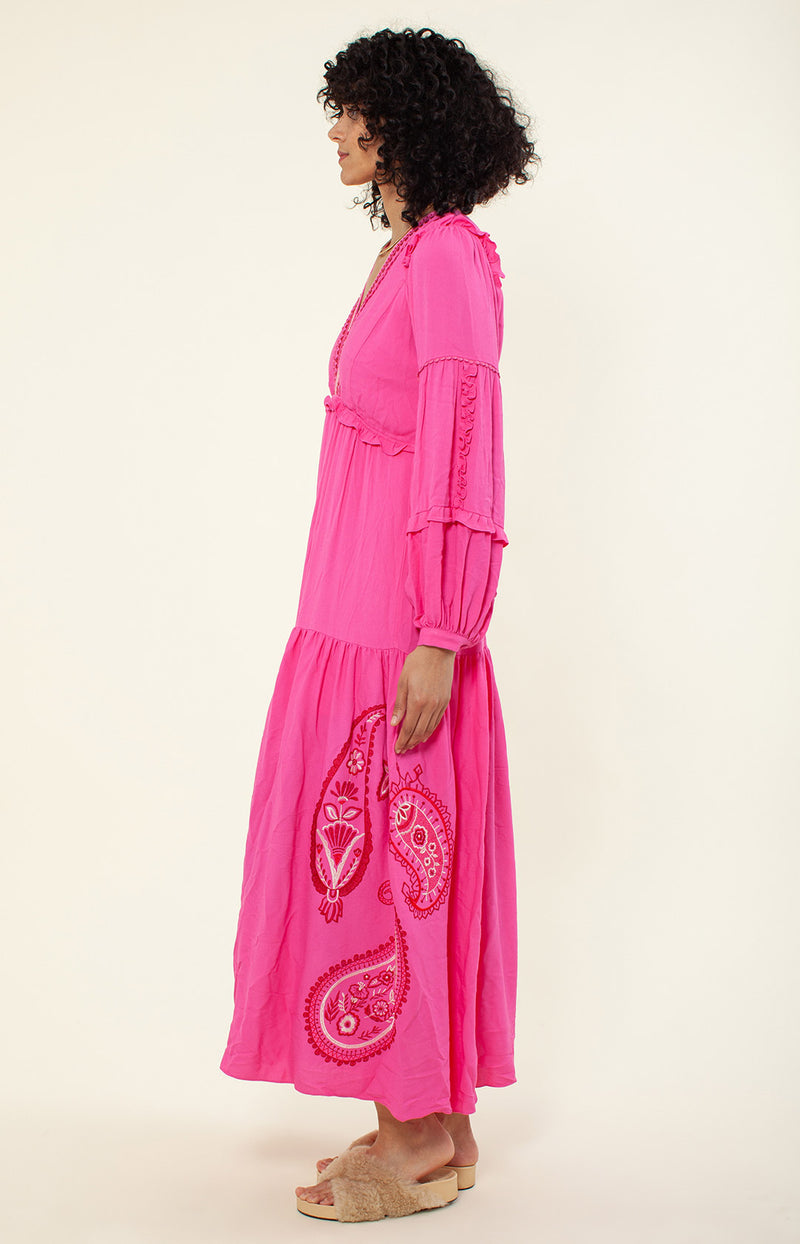 Josephine Embroidered Maxi Dress, color_Pink