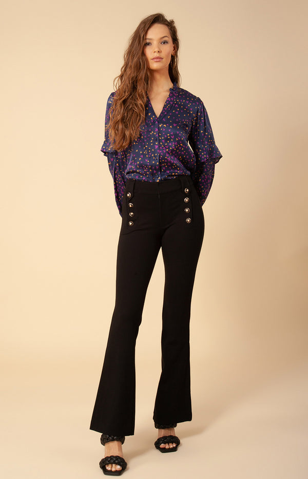 Aya Button Trim Ponte Pant - Hale Bob