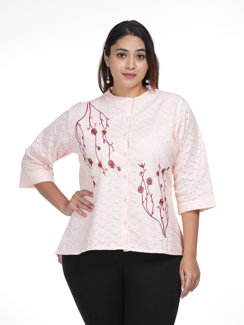 Embroidered Ladies Designer Cotton Tops, Size: S-XXL at Rs 450