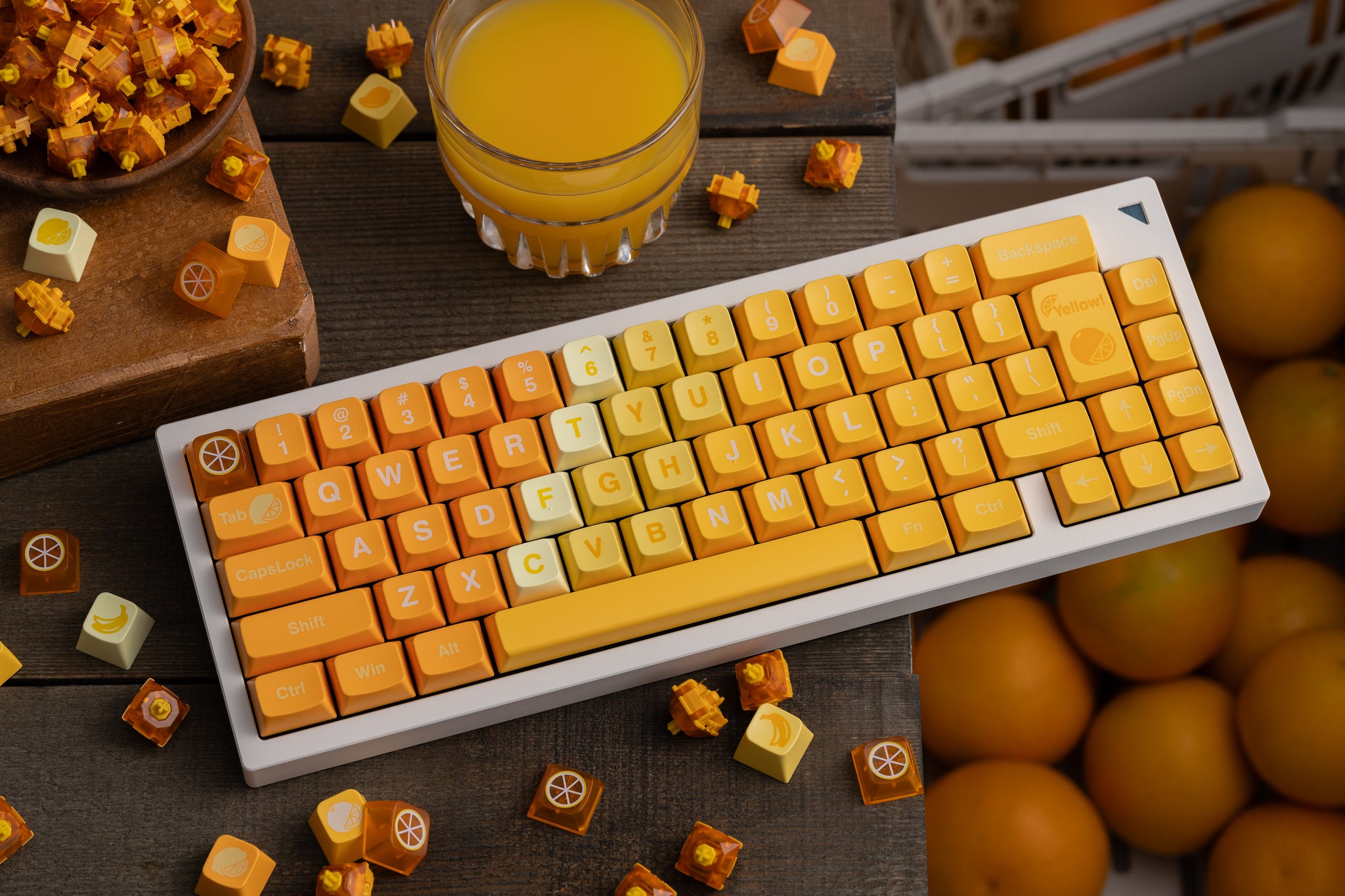 Chosfox exclusive-designed mechanical keyboard in orange.
