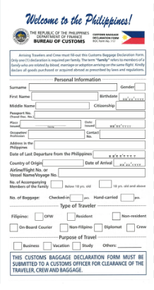 Philippines Arrival Card