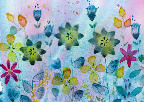 Dusky flowers watercolour