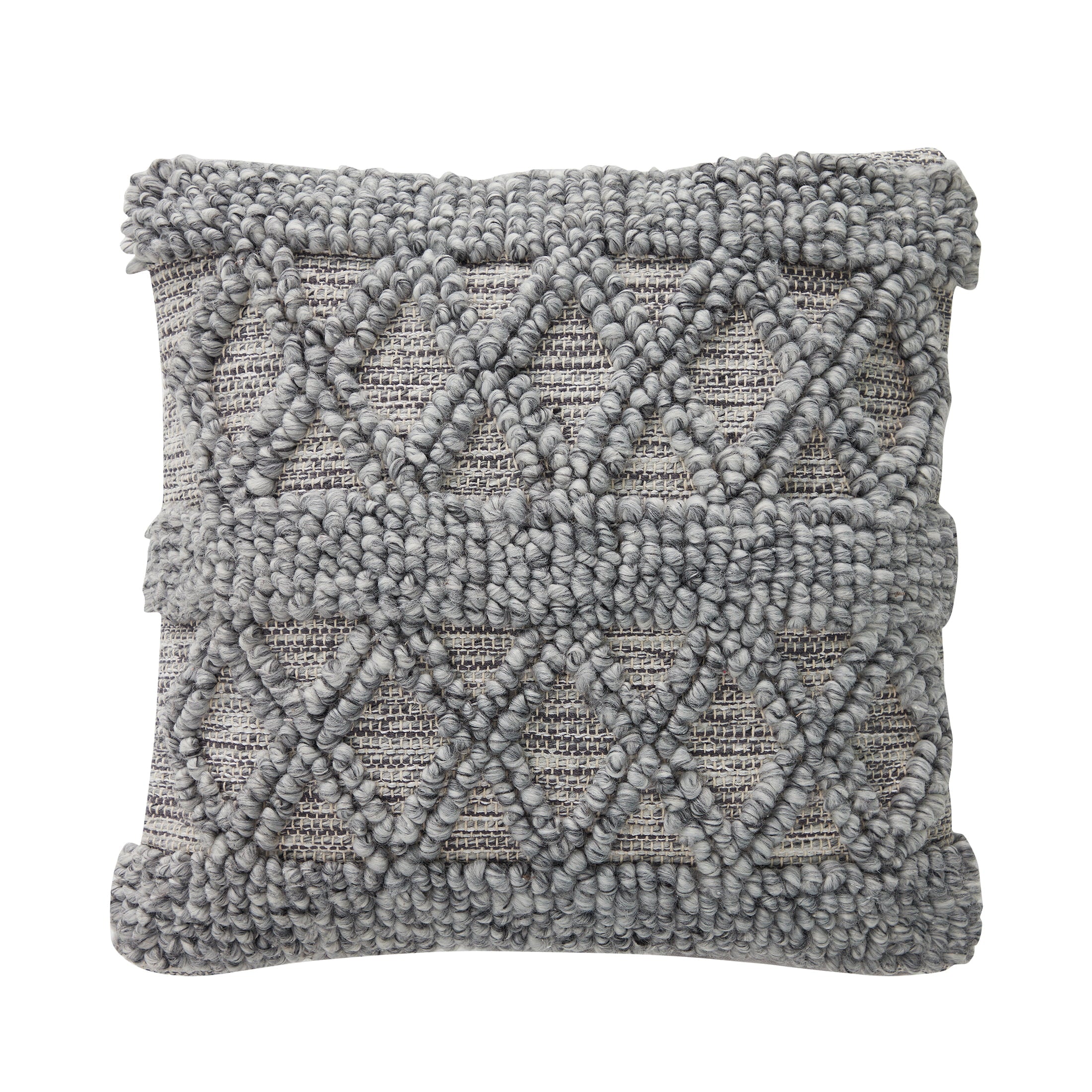 20" x 20" Woven Square Decorative Pillow Cover, Grey