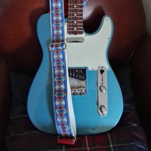 Pardo Guitar Strap model Bluecat with backside white vinyl