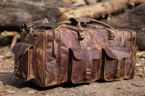 Rugged Leather Duffel Bag