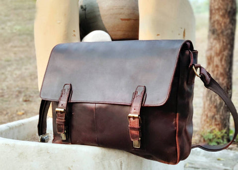 Dark brown Leather Laptop Bag