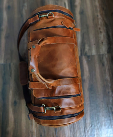 Leather duffel for men