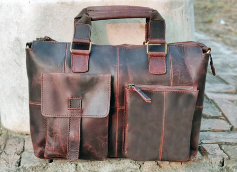 Rugged Leather Briefcase For Men