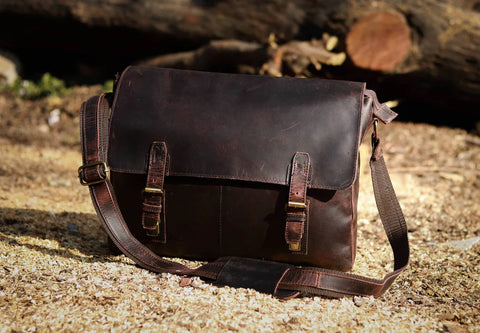 Dark Brown Leather Laptop Bag