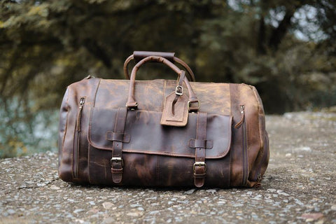 Leather Garment Duffle Bag