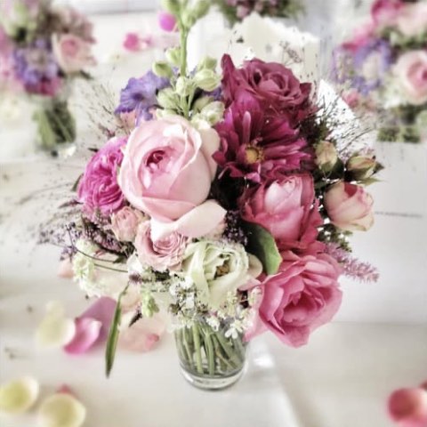Floral bouquet featuring pinks and creams