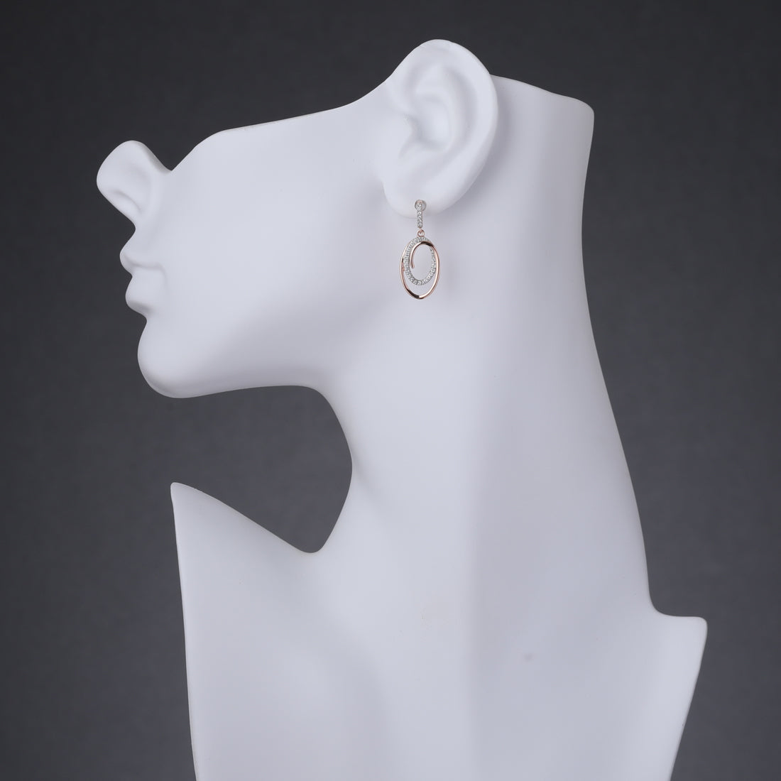 Rose-Tone Sterling Silver Double Oval Dangle Drop Earrings