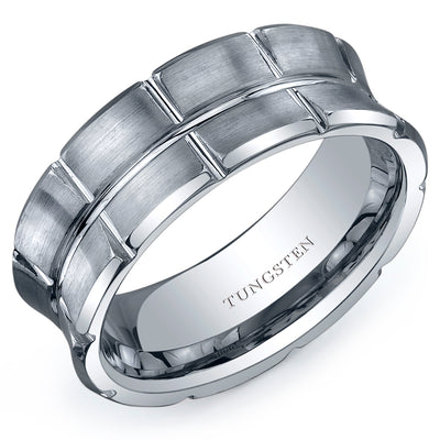 Tapering Sectional 8mm Mens Tungsten Band Size 9