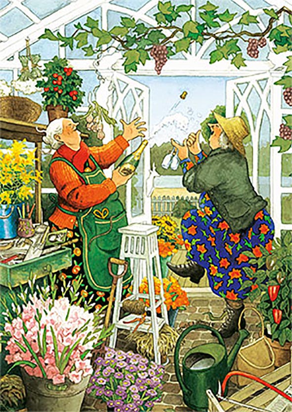 Inge Löök postcard - Grandmothers in the greenhouse – Putinki