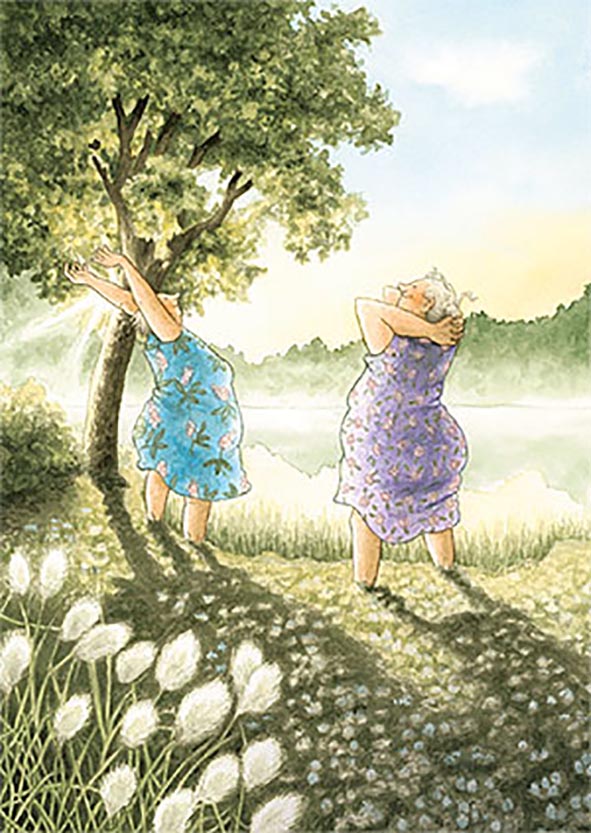 Inge Löök postcard - Grandmothers on the shore of the lake – Putinki