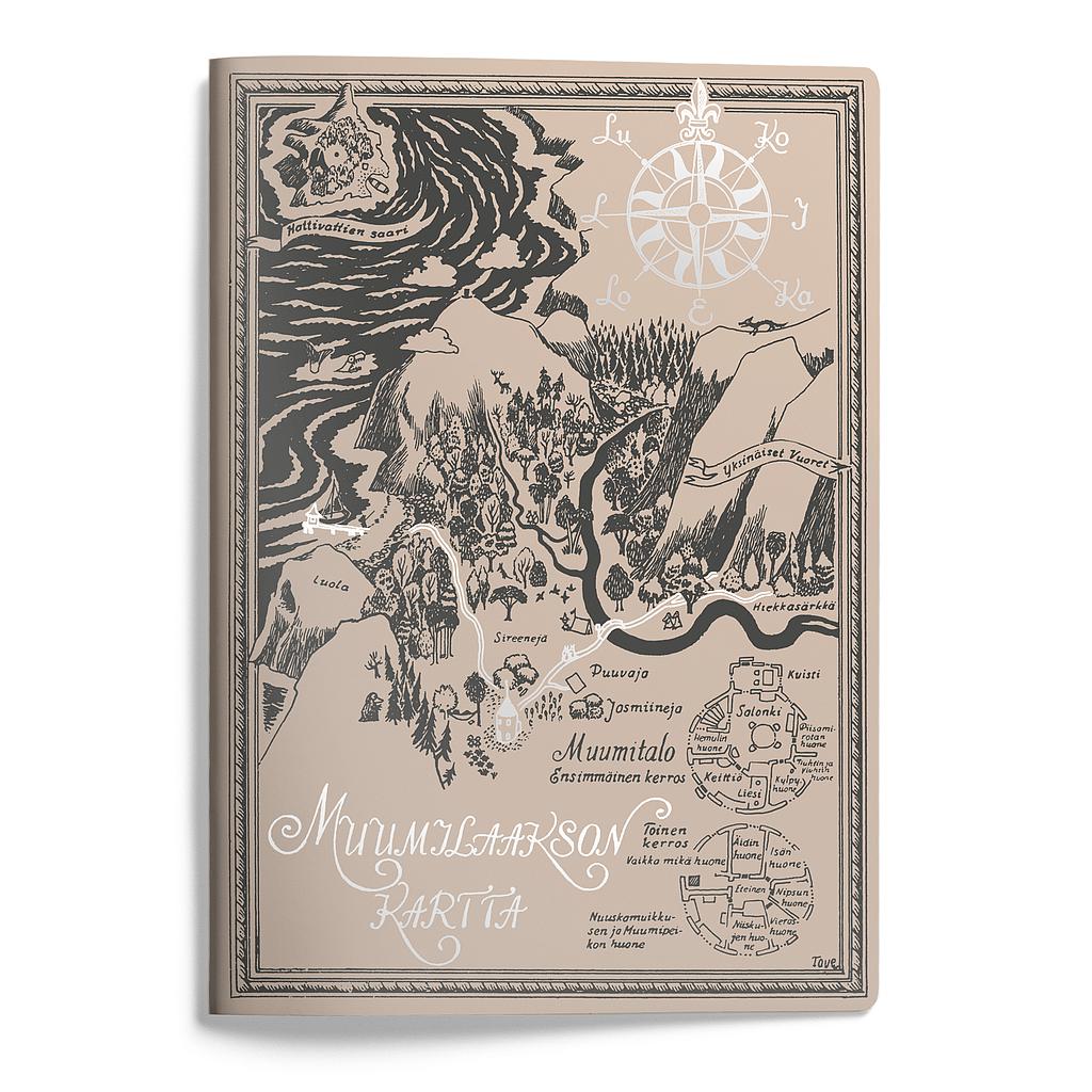 Booklet A5 Moomin - Moomin valley map beige – Putinki