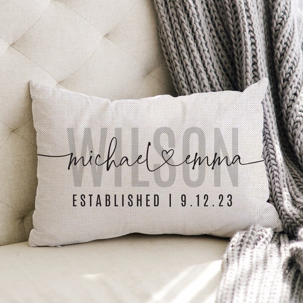 Personalized Wedding Gift For Couple Custom Name Throw Pillow – Linden  Fields