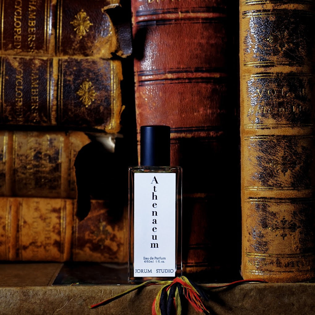 Jorum Studio Athenaeum perfume bottle with antique leather bound books