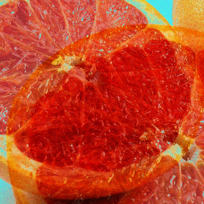 Distorted image of grapefruits