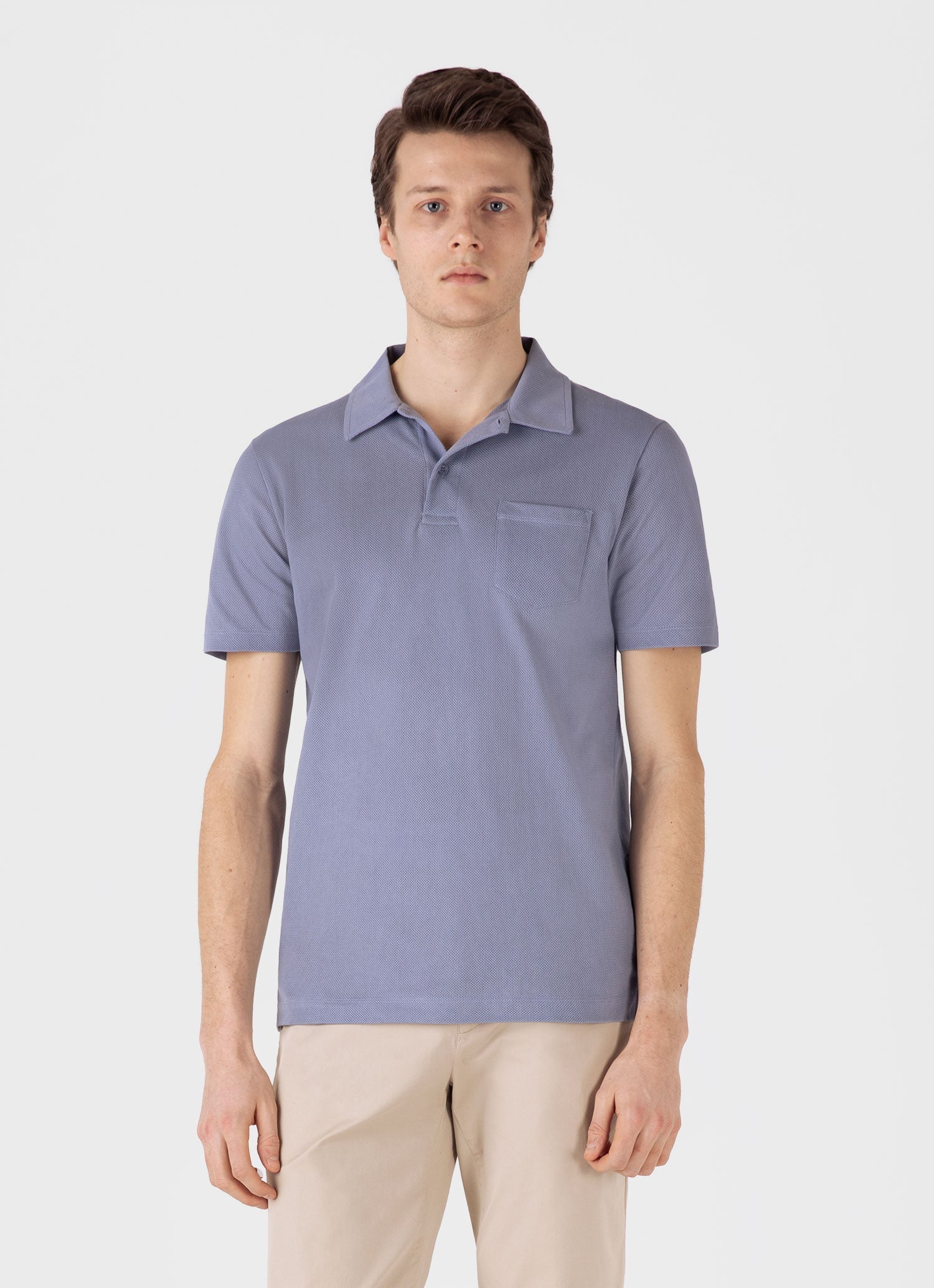 Men's Riviera Polo Shirt in Cool Blue | Sunspel