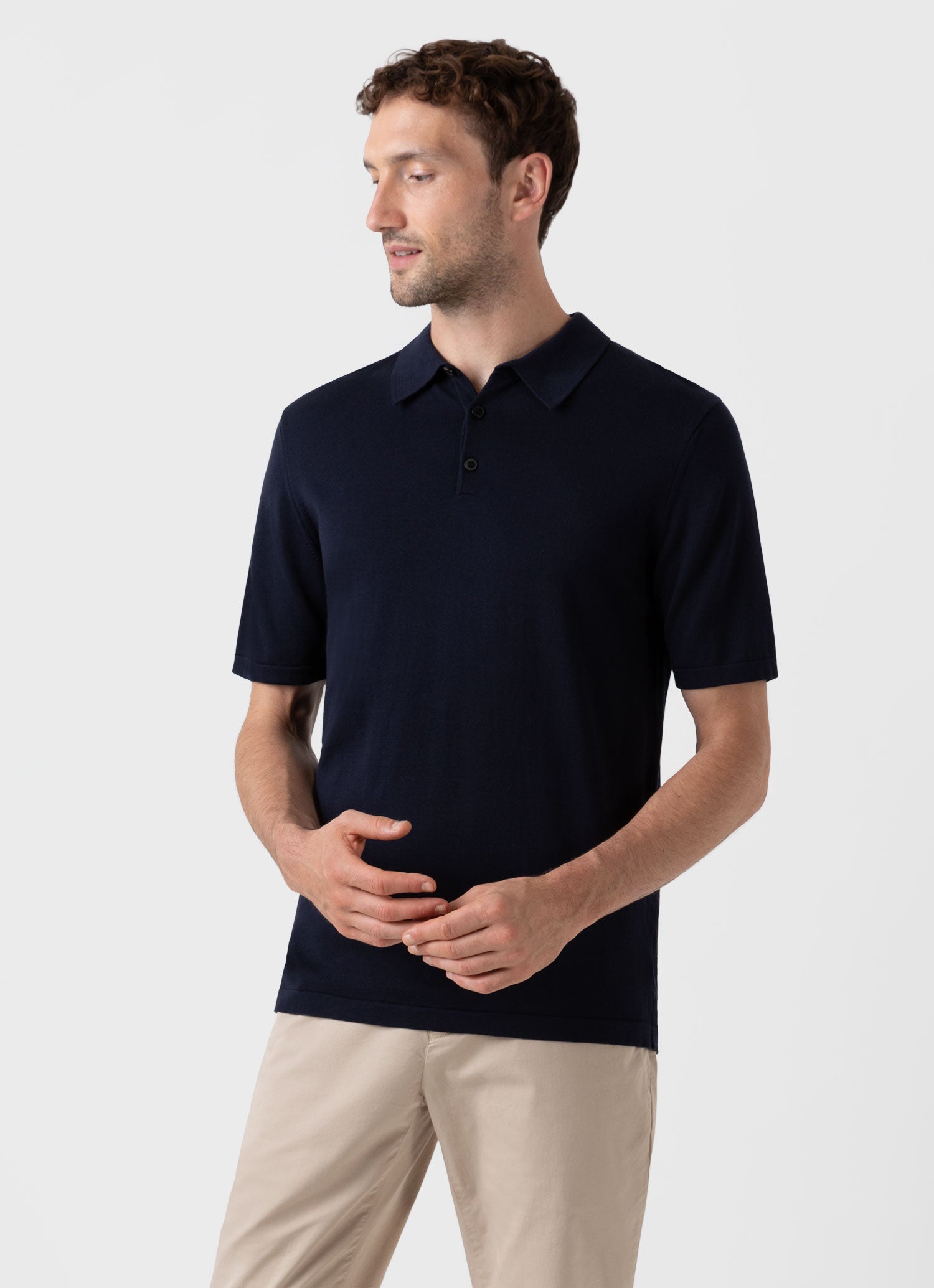Navy Cotton Pique Classic Short Sleeve Polo