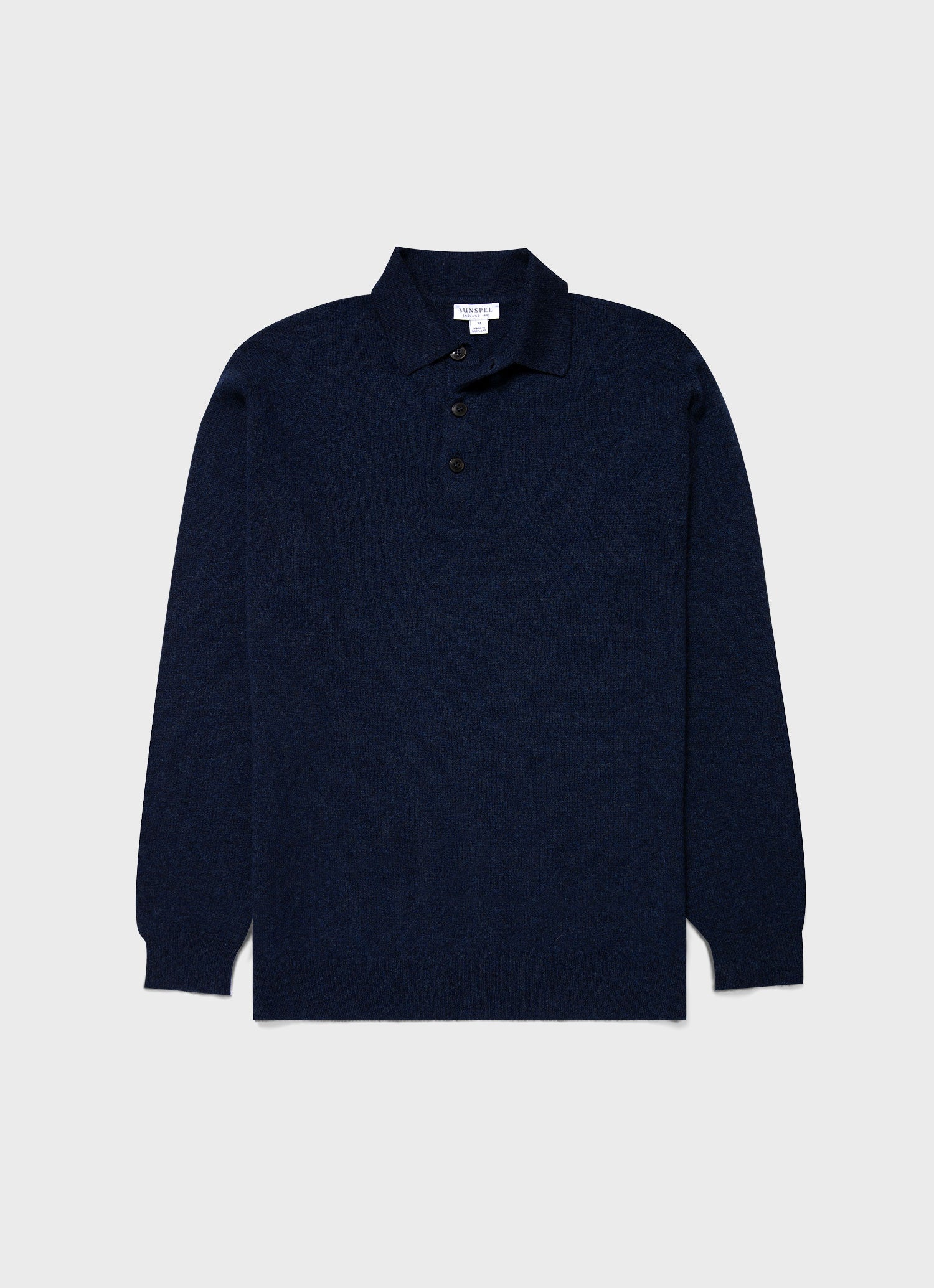 Men's Cashmere Polo Shirt in Navy Melange - Sunspel US product image