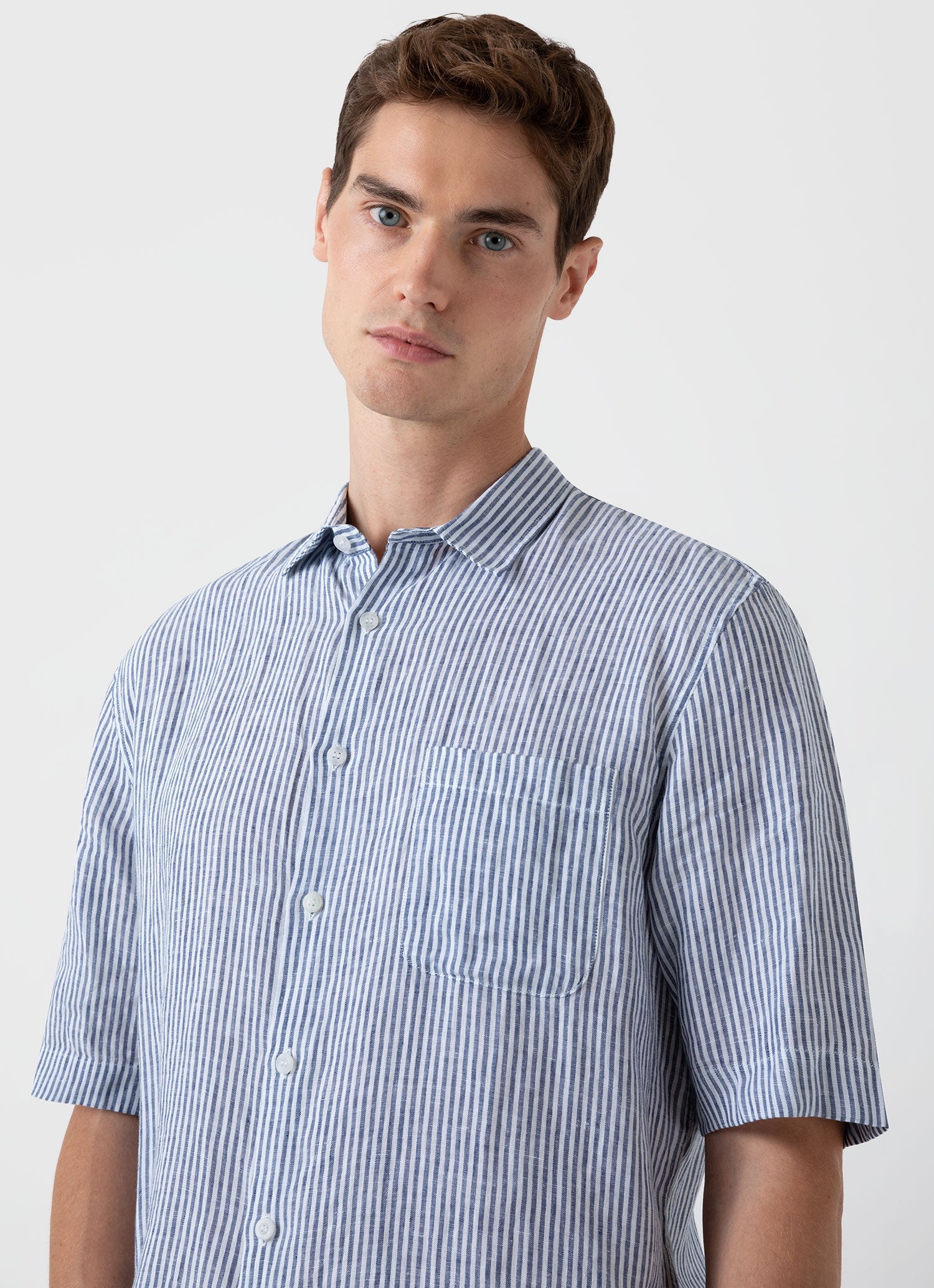 Off-White Camp Collar Extra Slim Fit Shirt in Knitted Egyptian Cotton