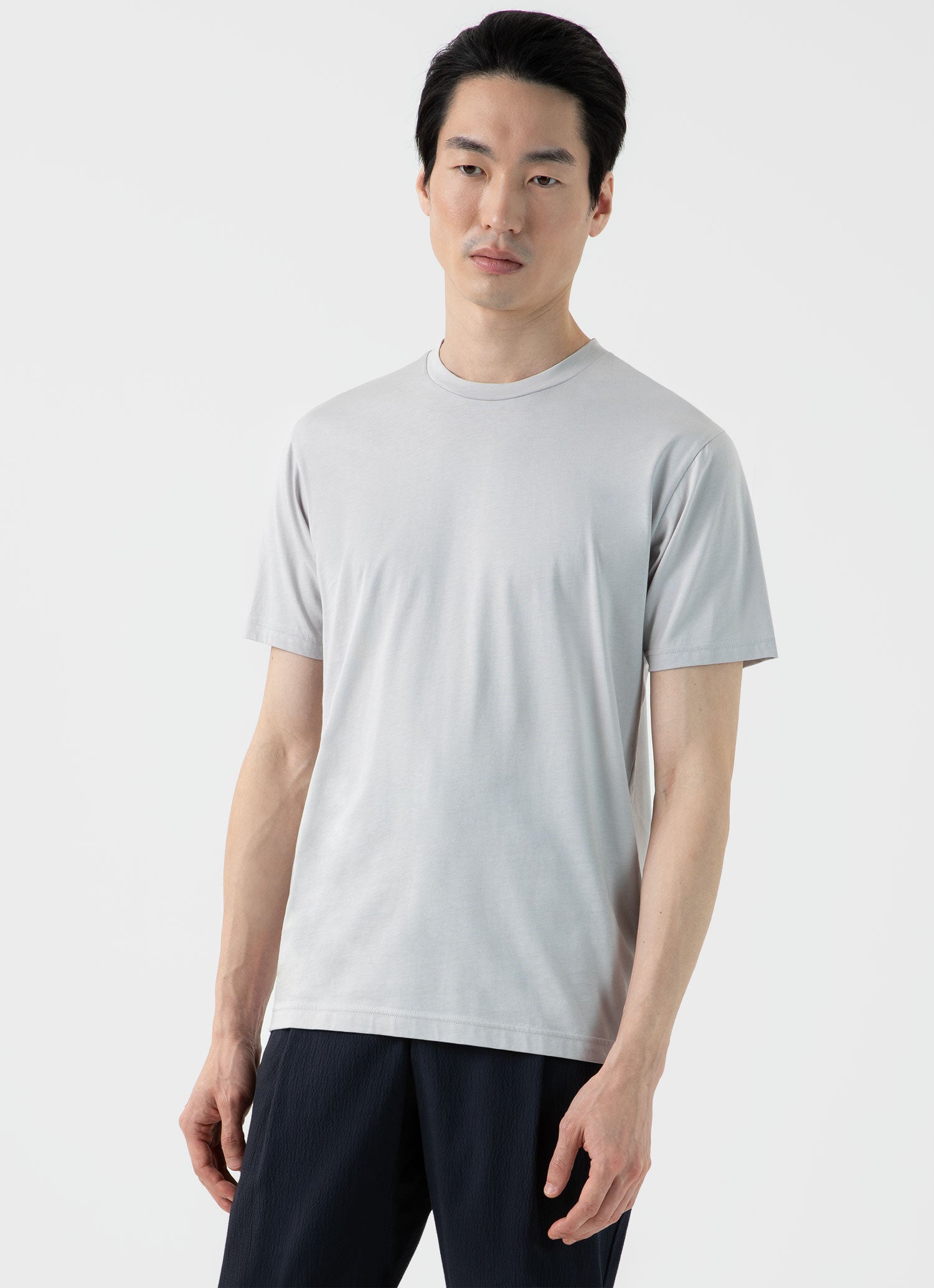 Men\'s Long Sleeve Waffle T-shirt in Ecru | Sunspel