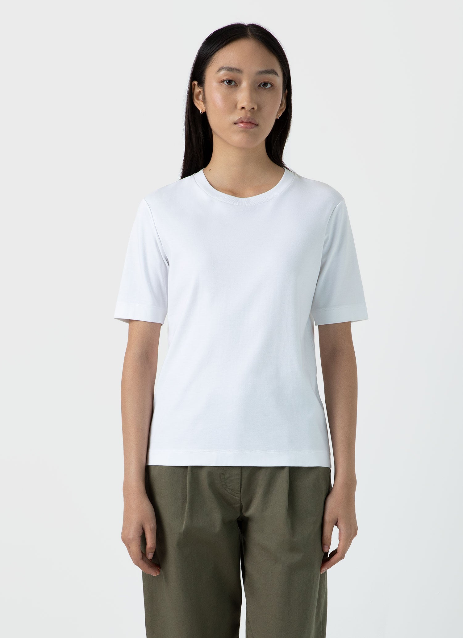 Women's 3/4 Sleeve Boat Neck T-shirt in White