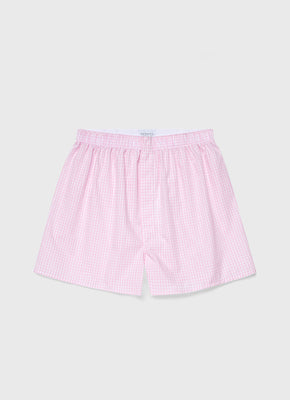 Men's Classic Boxer Shorts in Light Blue Micro Gingham