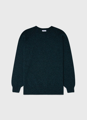 Men's Lambswool Crew Neck Jumper in Space Blue | Sunspel