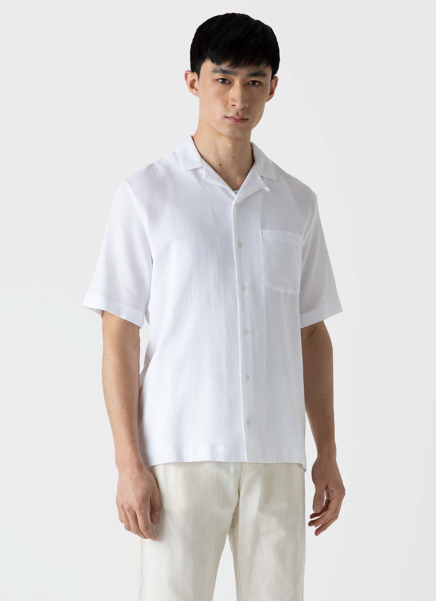 Men's Riviera Camp Collar Shirt in White