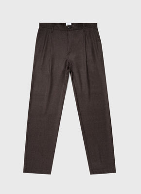 Men's Cotton Linen Drawstring Trouser in Dark Tan | Sunspel