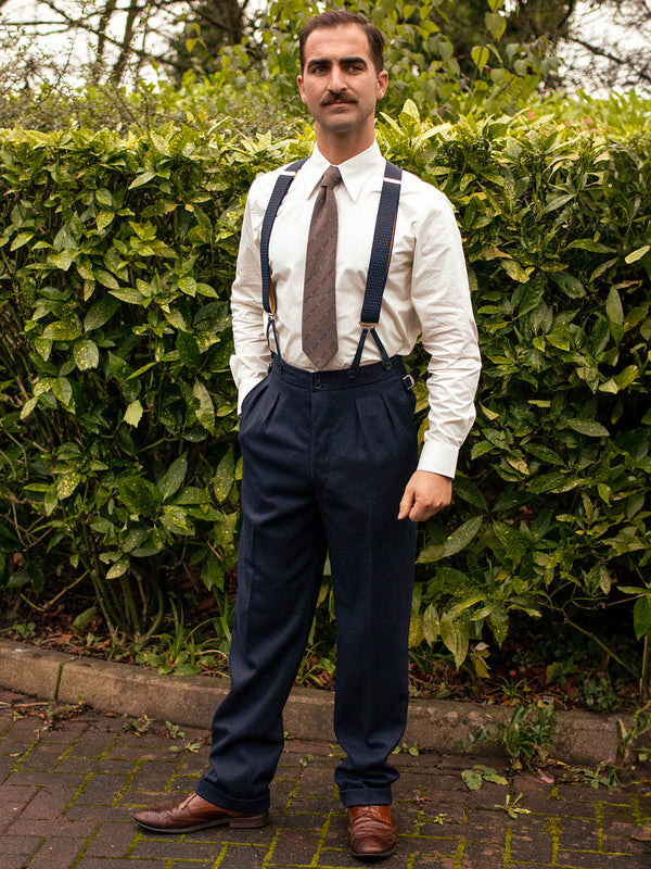 1950s Vintage Chuck Pleated Peg Trousers in Blue – RevivalVintage