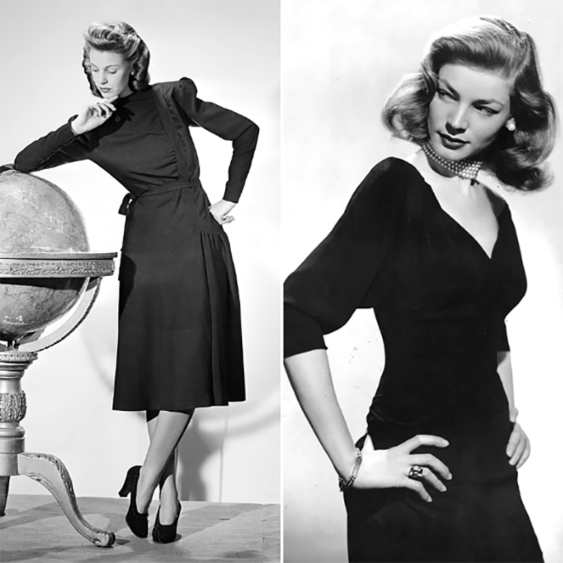 Vintage woman 1940s little black dress