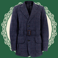 1940s Vintage Norfolk Wool Jacket in Navy Blue Chest