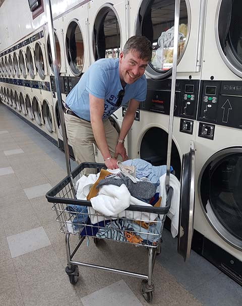 Mark Helps Out With Laundy On An Industrial Scale