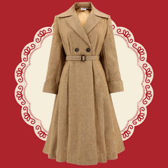 1940s Vintage Style Promenade Coat in Camel Brown