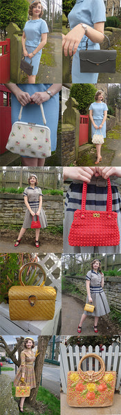 Amelia with Vintage Handbags