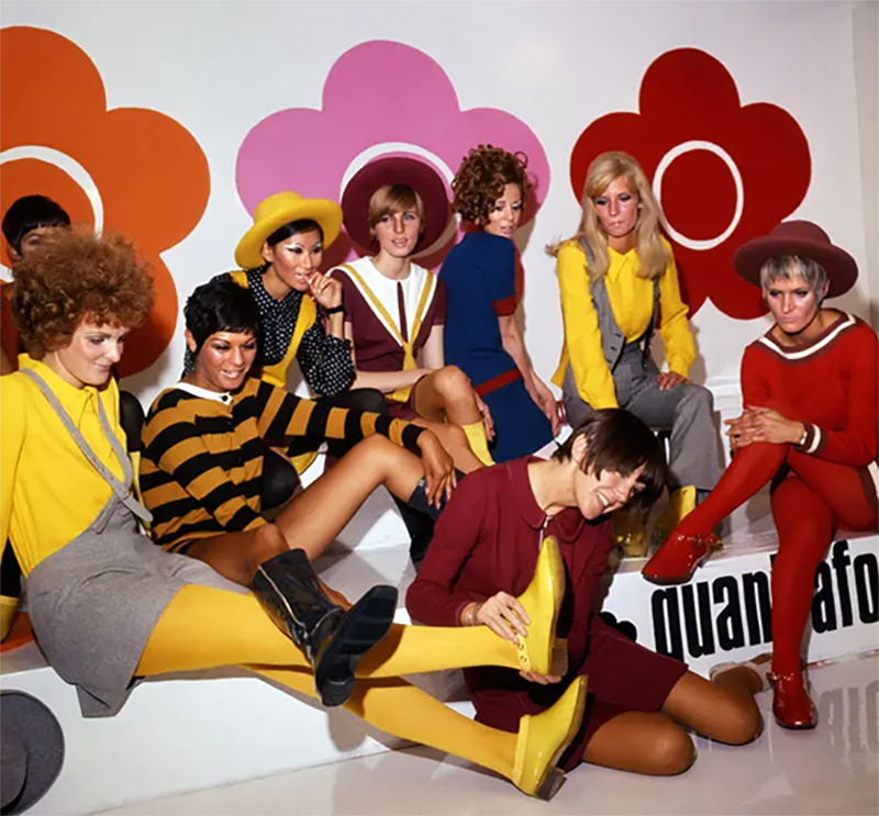 women in the 1960s 60s wearing coloured tights