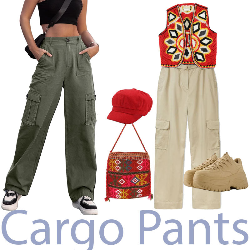 Cargo pants with vintage pieces