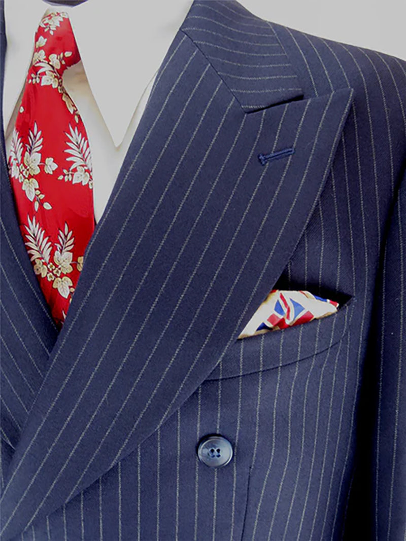 Close Up Of Lapel Revival Deliverance Suit In Navy