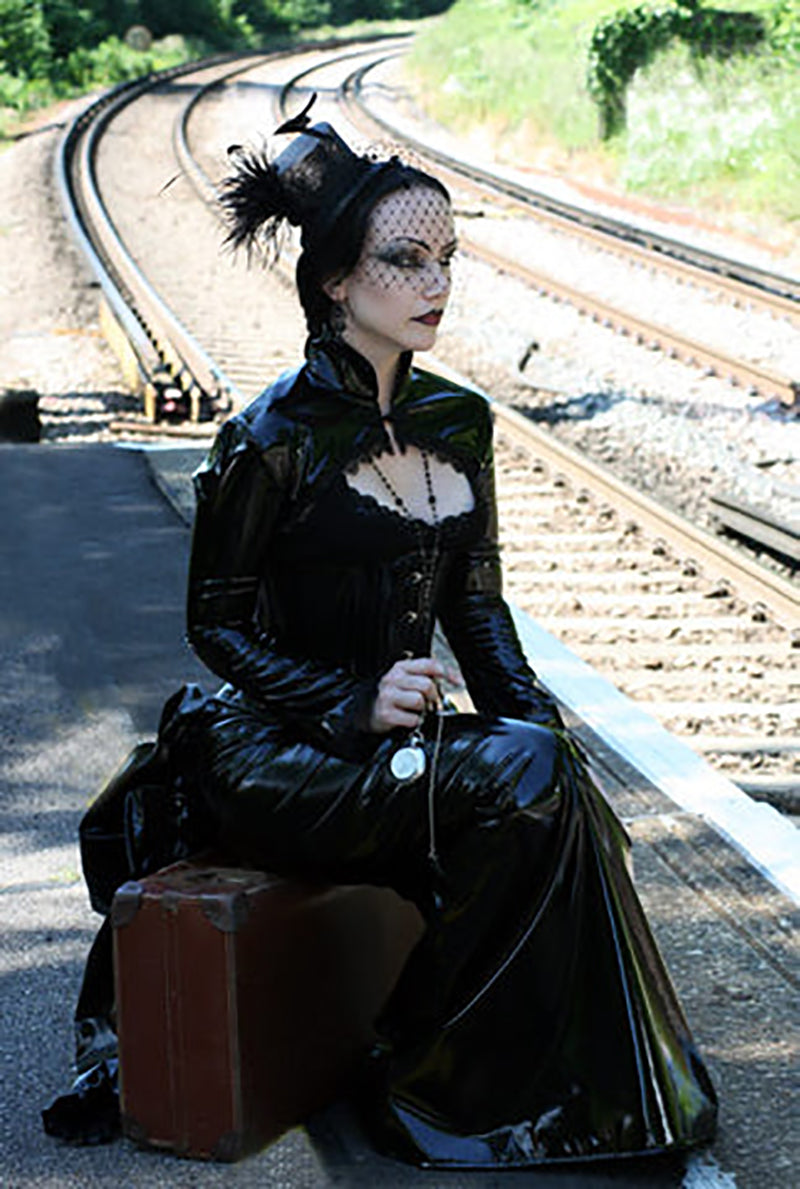 goth girl at the train station wearing black