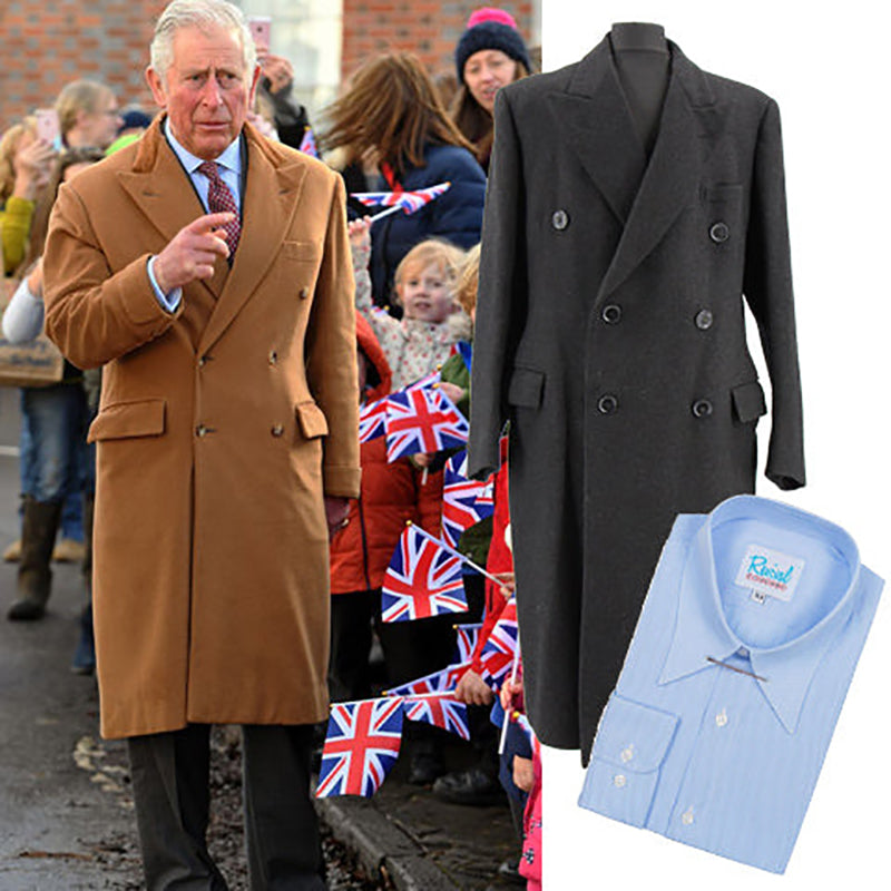 King Charles public parade wearing a brown overcoat