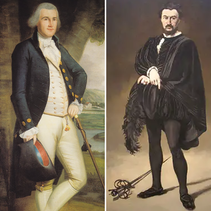historic painting of men wearing stockings
